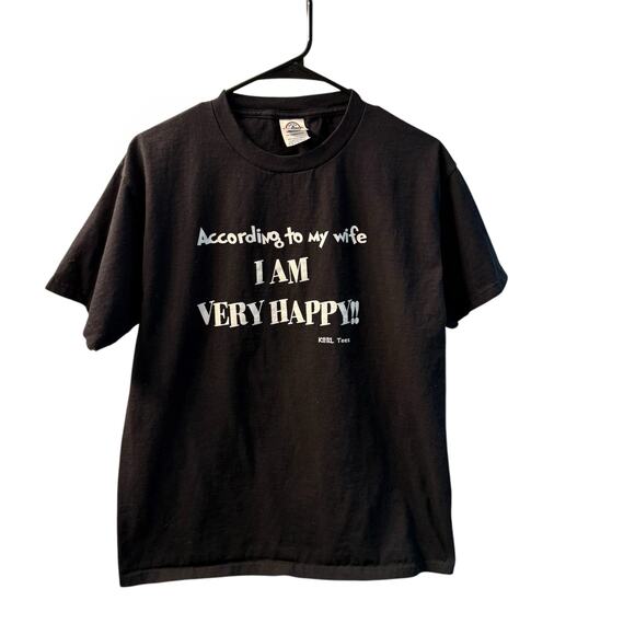 Delta Pro Weight Saying Shirt Men’s M Black Crew Neck “According to my wife” - Picture 1 of 5
